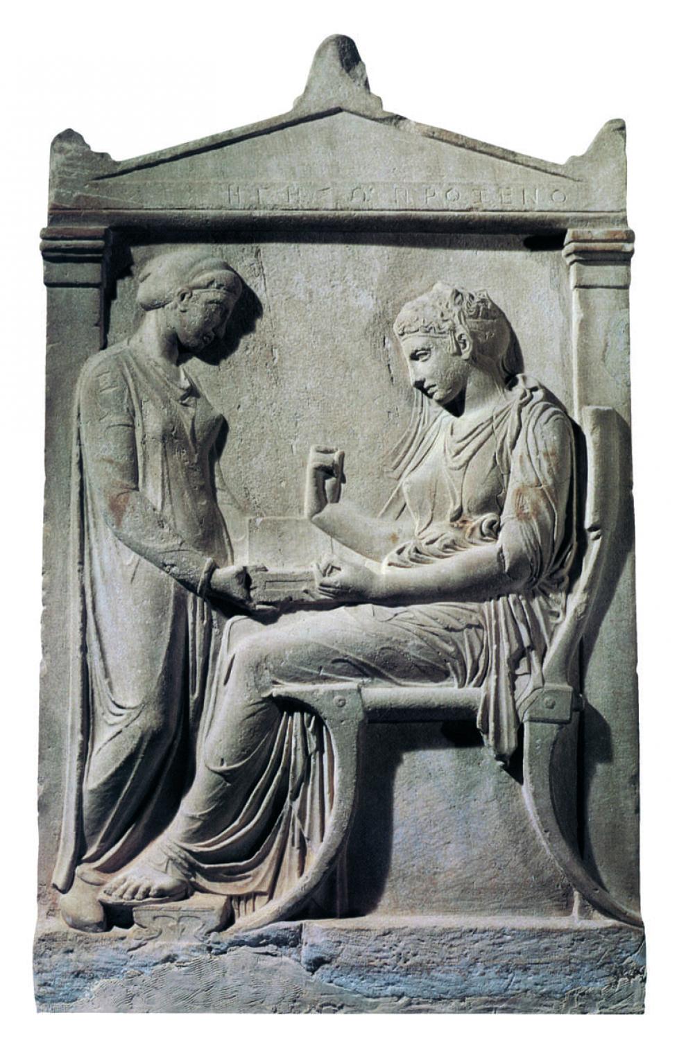 Stele funeraria di una ricca donna ateniese, V secolo a.C.